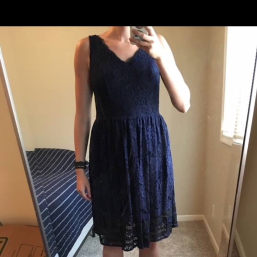 Navy Luxe Lace Dress